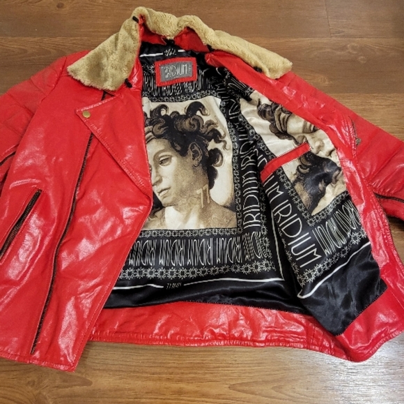 Truth Red Leather Jacket with Fur Collar - Picture 5 of 5
